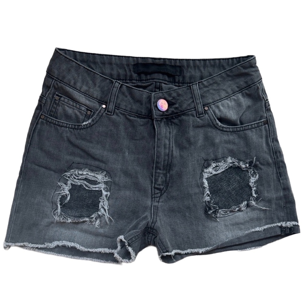 Just Female Charcoal Distressed Denim Shorts, 26